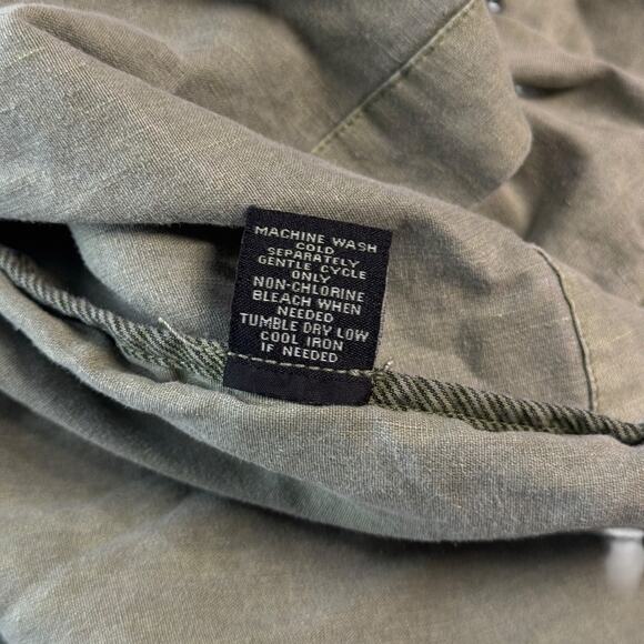 Evereve Camp Jacket Linen Women's SZ L Green Utility Military Cargo Streetwear - Picture 11 of 12